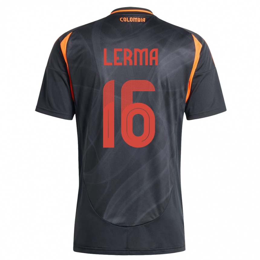 Kinder Fußball Kolumbien Jefferson Lerma #16 Schwarz Auswärtstrikot Trikot 24-26 T-Shirt Luxemburg