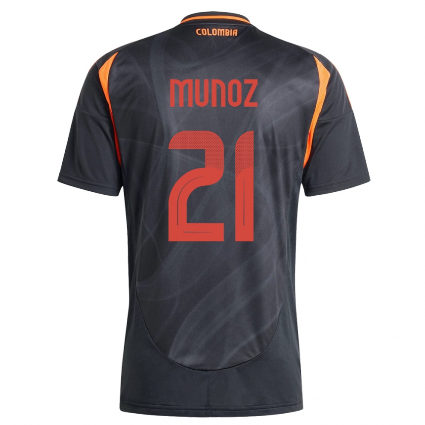 Kinder Fußball Kolumbien Daniel Muñoz #21 Schwarz Auswärtstrikot Trikot 24-26 T-Shirt Luxemburg