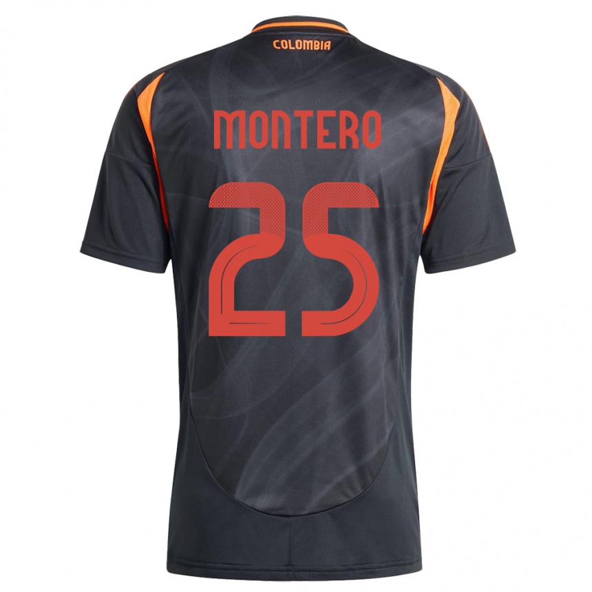 Kinder Fußball Kolumbien Álvaro Montero #25 Schwarz Auswärtstrikot Trikot 24-26 T-Shirt Luxemburg