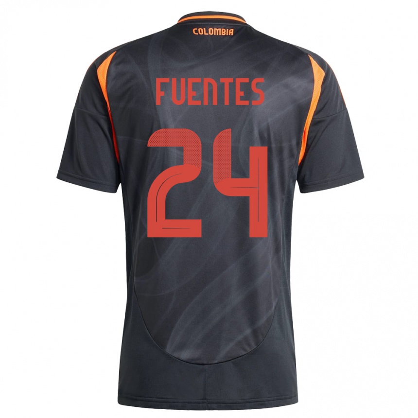 Kinder Fußball Kolumbien Gabriel Fuentes #24 Schwarz Auswärtstrikot Trikot 24-26 T-Shirt Luxemburg