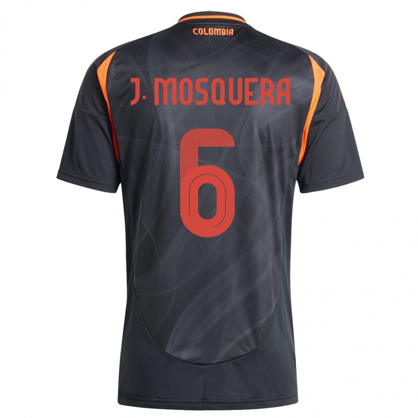 Kinder Fußball Kolumbien Juan Mosquera #6 Schwarz Auswärtstrikot Trikot 24-26 T-Shirt Luxemburg