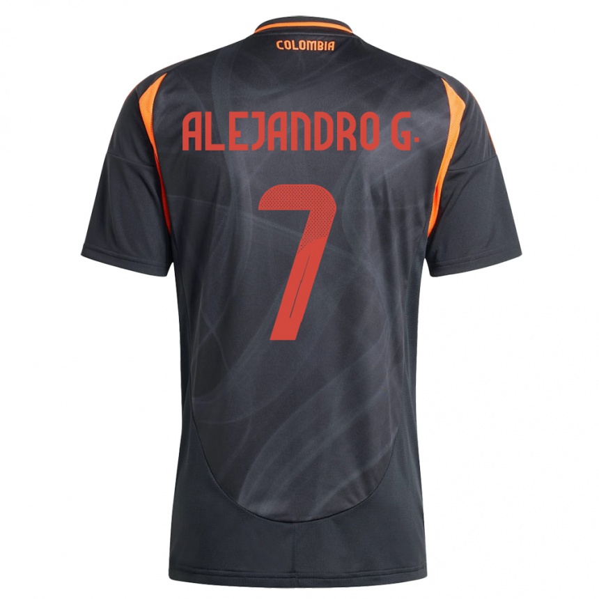 Kinder Fußball Kolumbien Alejandro García #7 Schwarz Auswärtstrikot Trikot 24-26 T-Shirt Luxemburg