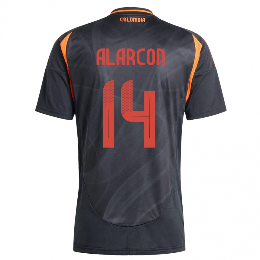 Kinder Fußball Kolumbien Andrés Alarcón #14 Schwarz Auswärtstrikot Trikot 24-26 T-Shirt Luxemburg