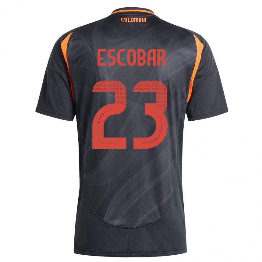 Kinder Fußball Kolumbien Josen Escobar #23 Schwarz Auswärtstrikot Trikot 24-26 T-Shirt Luxemburg