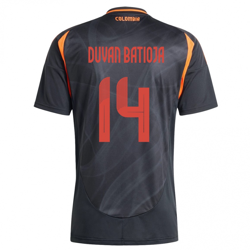 Kinder Fußball Kolumbien Andy Duván Batioja #14 Schwarz Auswärtstrikot Trikot 24-26 T-Shirt Luxemburg