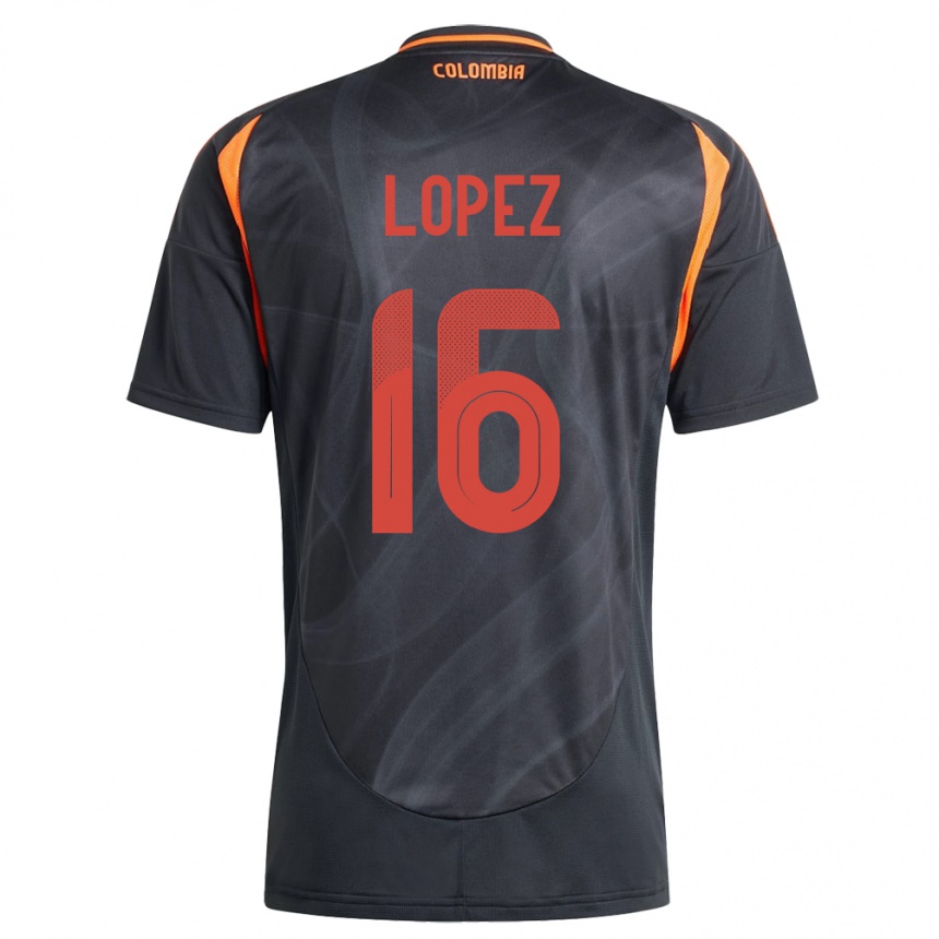 Kinder Fußball Kolumbien William López #16 Schwarz Auswärtstrikot Trikot 24-26 T-Shirt Luxemburg