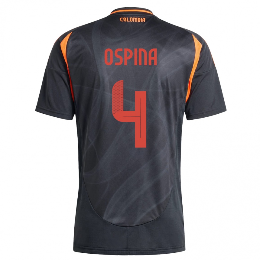 Kinder Fußball Kolumbien Diana Ospina #4 Schwarz Auswärtstrikot Trikot 24-26 T-Shirt Luxemburg