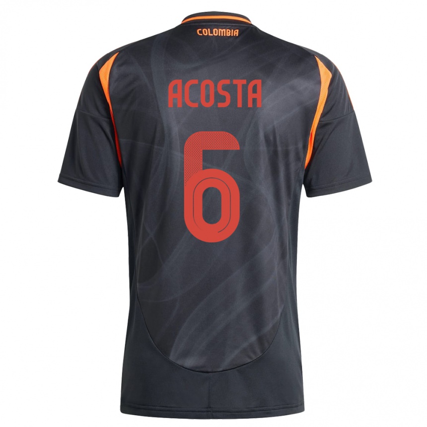 Kinder Fußball Kolumbien Viviana Acosta #6 Schwarz Auswärtstrikot Trikot 24-26 T-Shirt Luxemburg