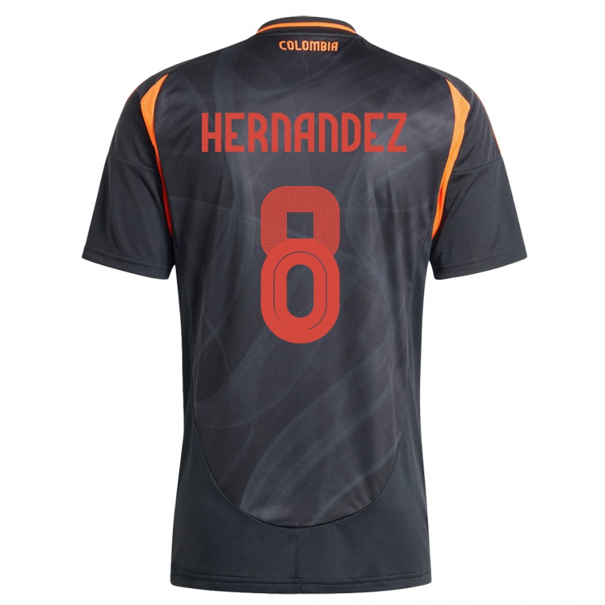 Kinder Fußball Kolumbien Natalia Hernández #8 Schwarz Auswärtstrikot Trikot 24-26 T-Shirt Luxemburg