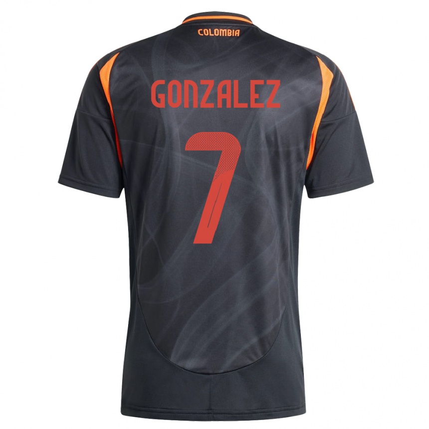 Kinder Fußball Kolumbien Celis González #7 Schwarz Auswärtstrikot Trikot 24-26 T-Shirt Luxemburg