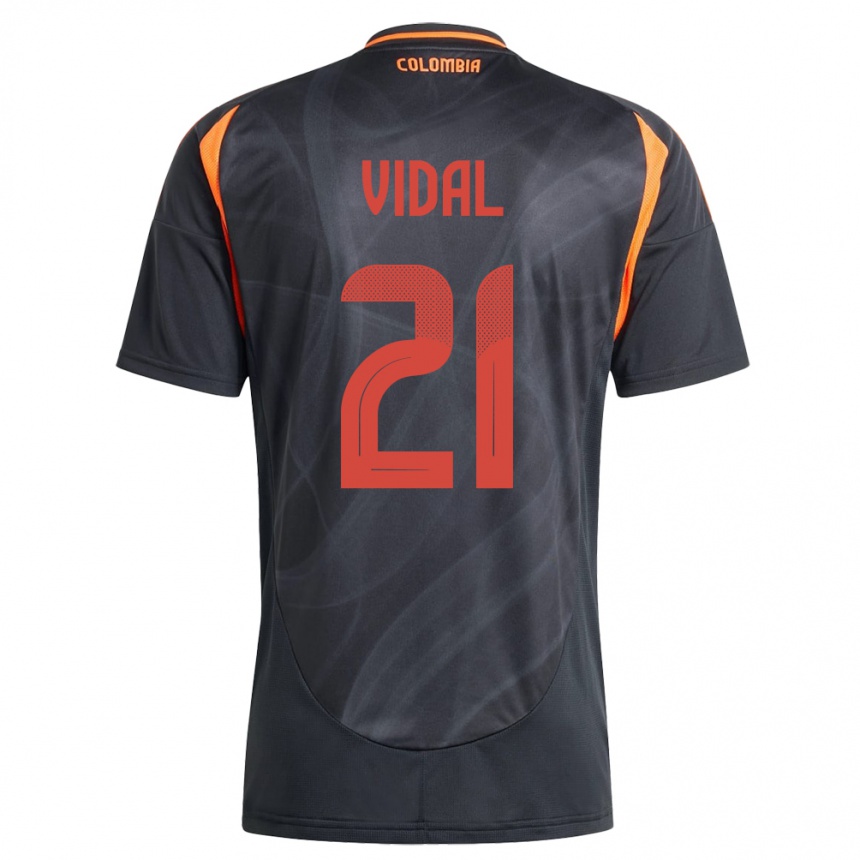 Kinder Fußball Kolumbien Ingrid Vidal #21 Schwarz Auswärtstrikot Trikot 24-26 T-Shirt Luxemburg