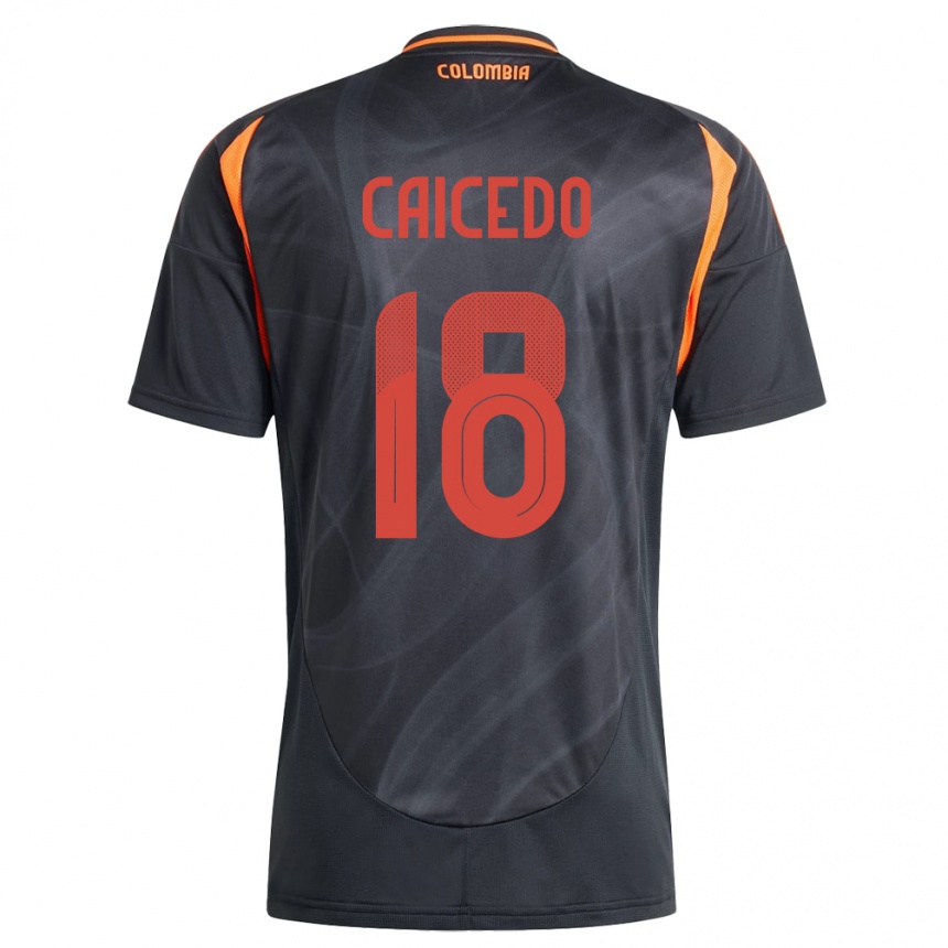 Kinder Fußball Kolumbien Linda Caicedo #18 Schwarz Auswärtstrikot Trikot 24-26 T-Shirt Luxemburg