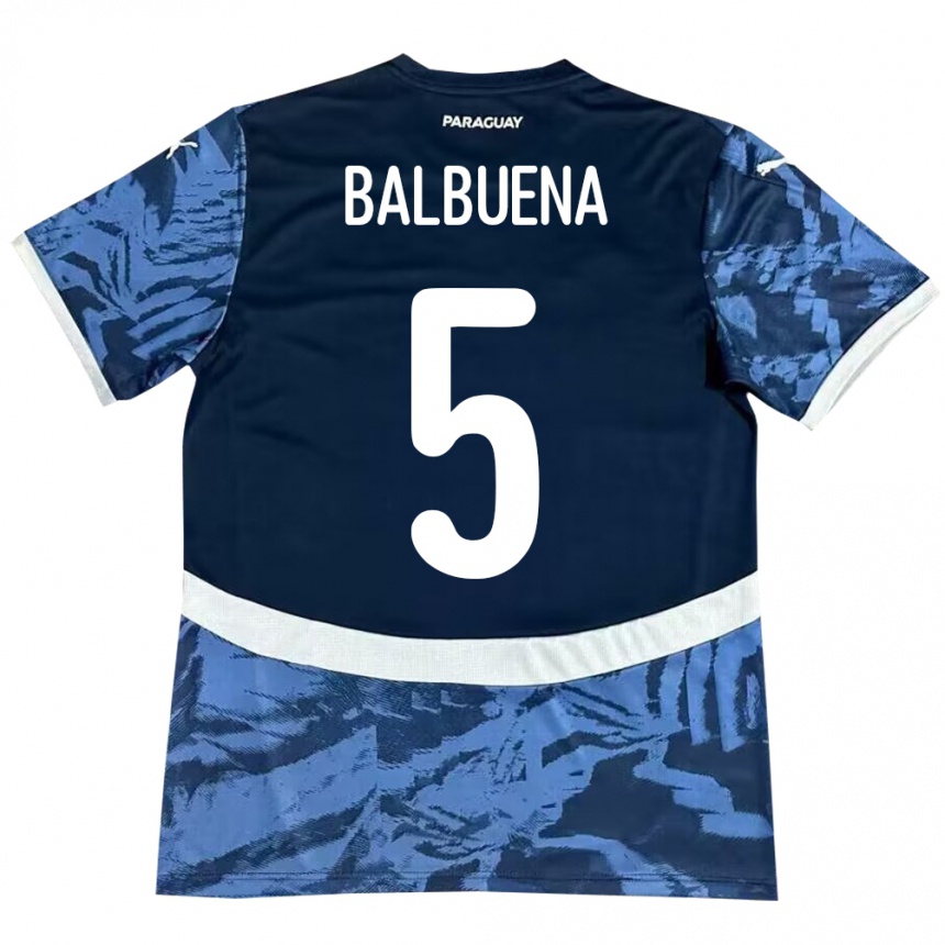 Kinder Fußball Paraguay Fabián Balbuena #5 Blau Auswärtstrikot Trikot 24-26 T-Shirt Luxemburg