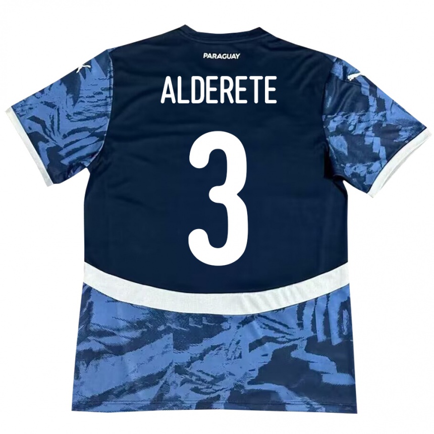 Kinder Fußball Paraguay Omar Alderete #3 Blau Auswärtstrikot Trikot 24-26 T-Shirt Luxemburg