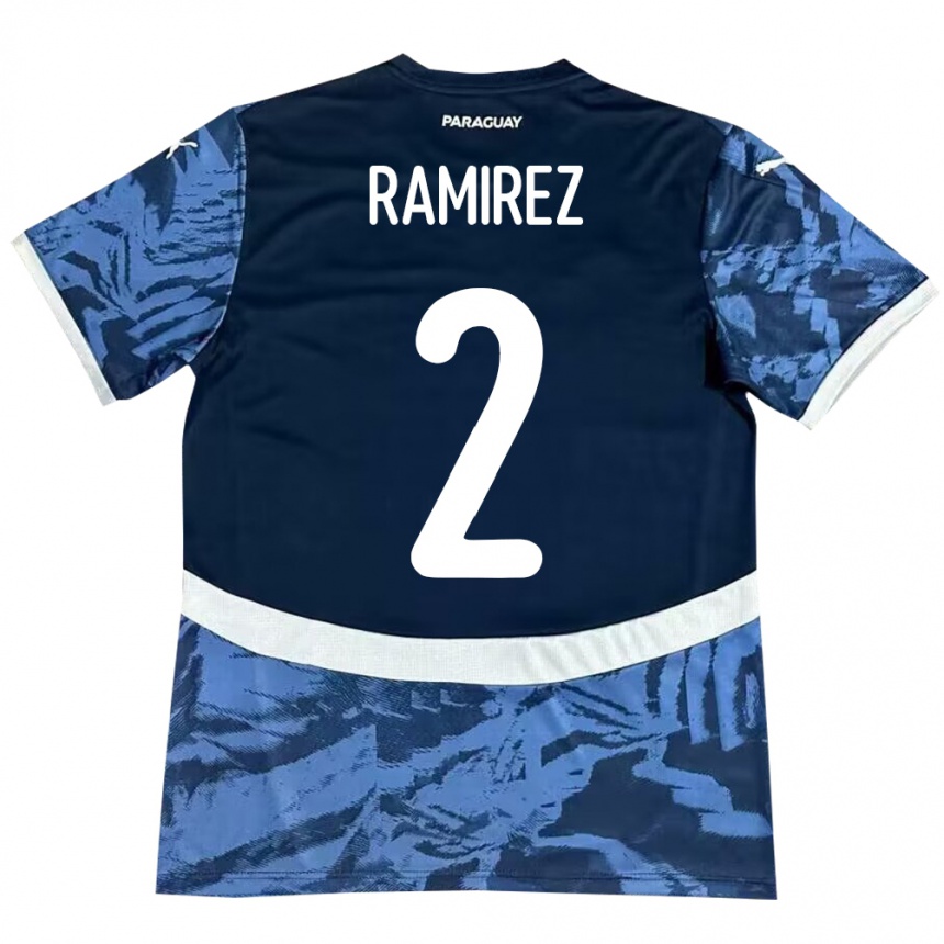 Kinder Fußball Paraguay Iván Ramírez #2 Blau Auswärtstrikot Trikot 24-26 T-Shirt Luxemburg