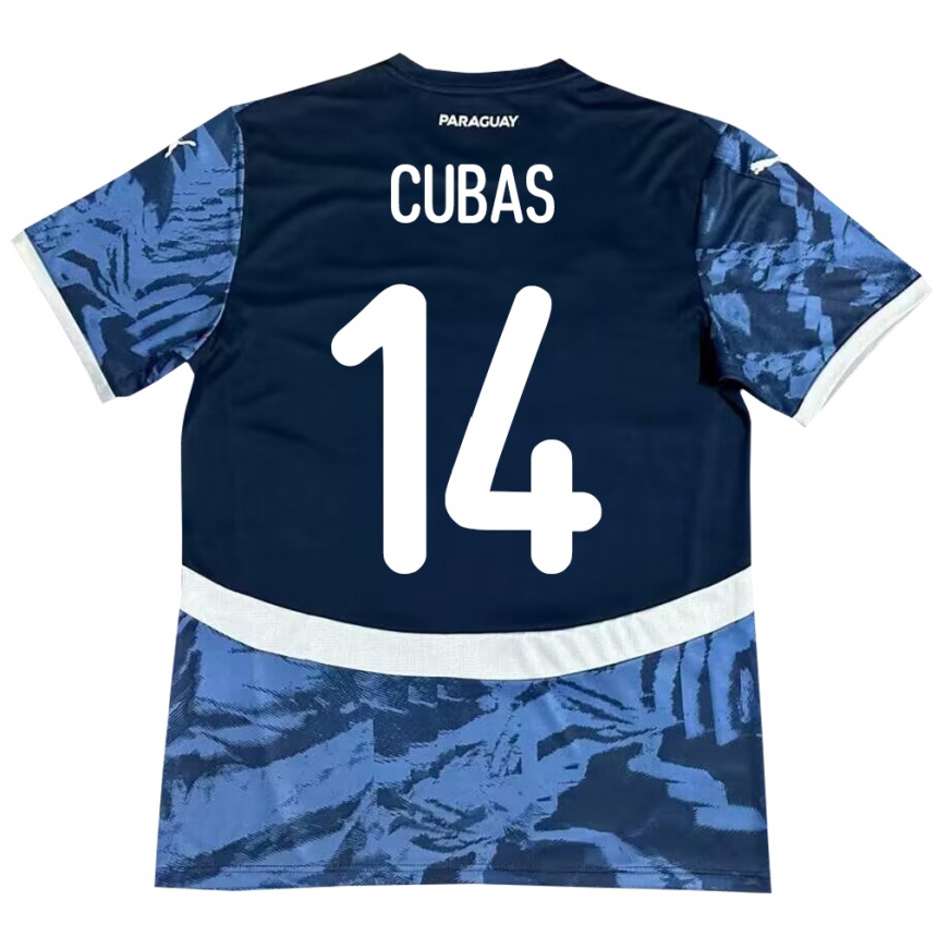 Kinder Fußball Paraguay Andrés Cubas #14 Blau Auswärtstrikot Trikot 24-26 T-Shirt Luxemburg