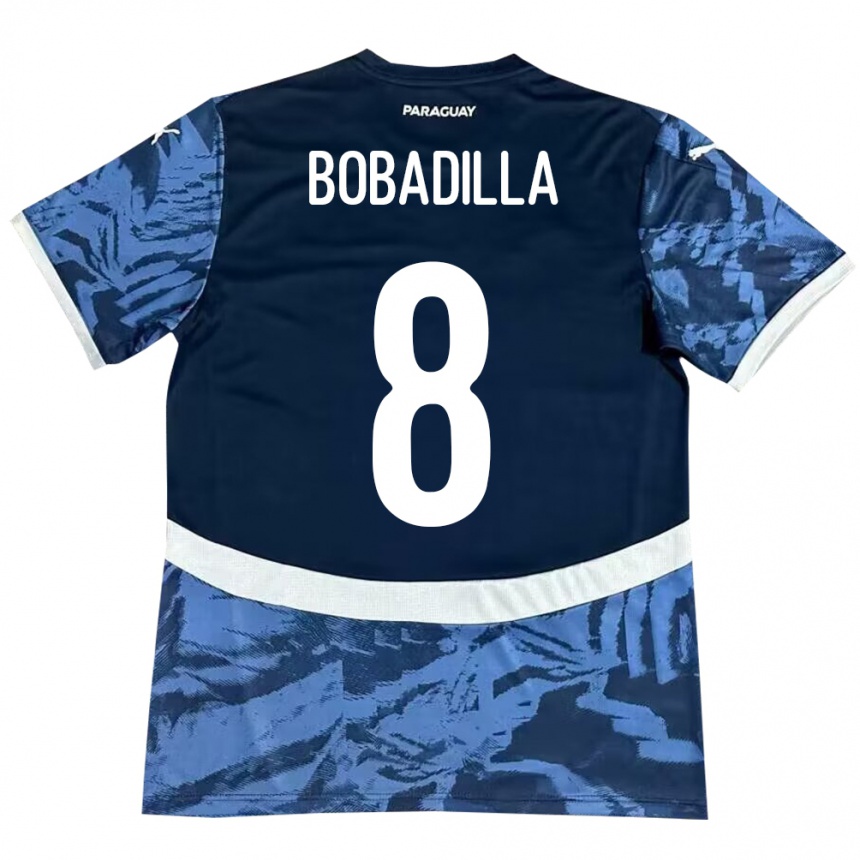 Kinder Fußball Paraguay Damián Bobadilla #8 Blau Auswärtstrikot Trikot 24-26 T-Shirt Luxemburg