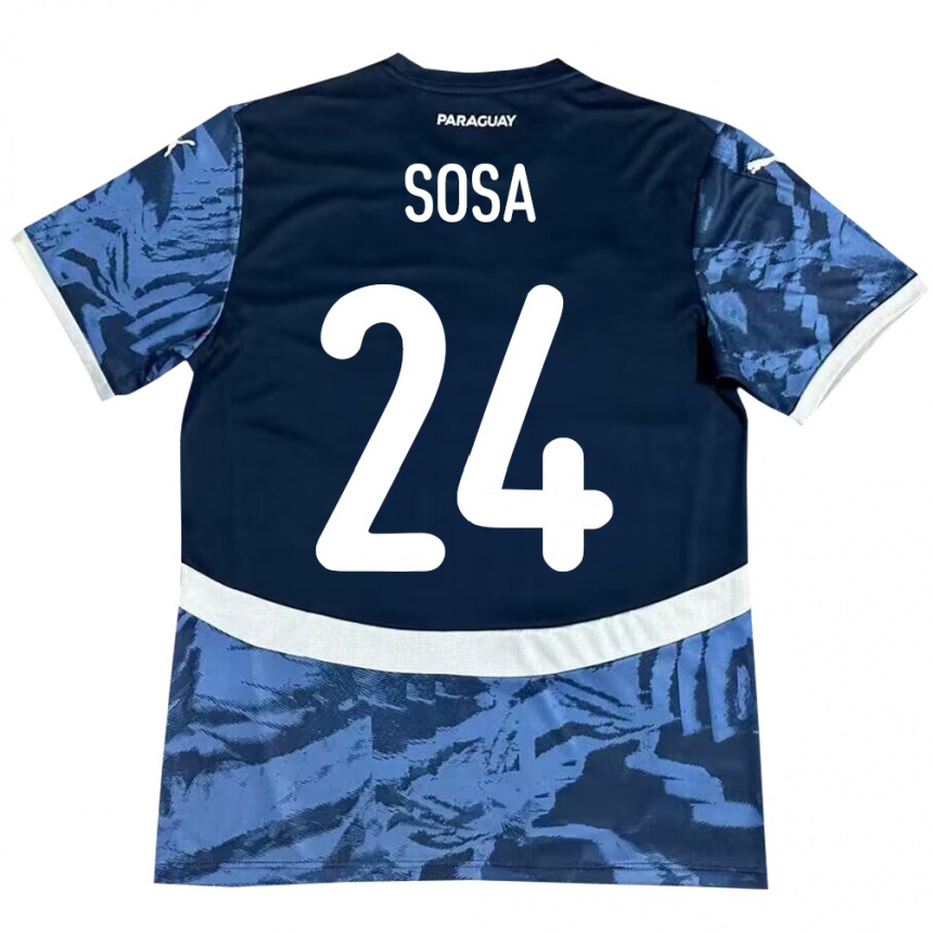 Kinder Fußball Paraguay Ramón Sosa #24 Blau Auswärtstrikot Trikot 24-26 T-Shirt Luxemburg