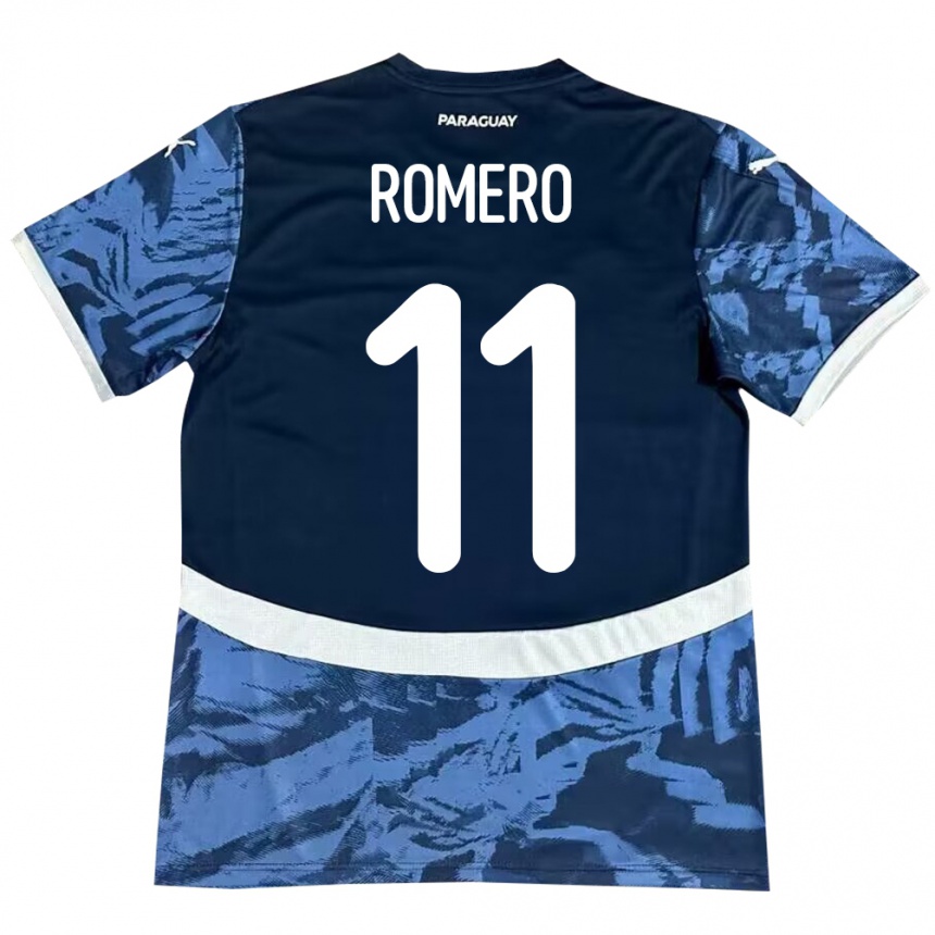 Kinder Fußball Paraguay Ángel Romero #11 Blau Auswärtstrikot Trikot 24-26 T-Shirt Luxemburg