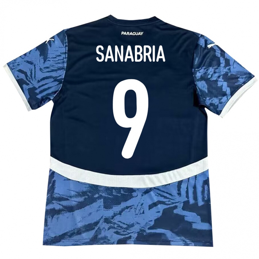 Kinder Fußball Paraguay Antonio Sanabria #9 Blau Auswärtstrikot Trikot 24-26 T-Shirt Luxemburg