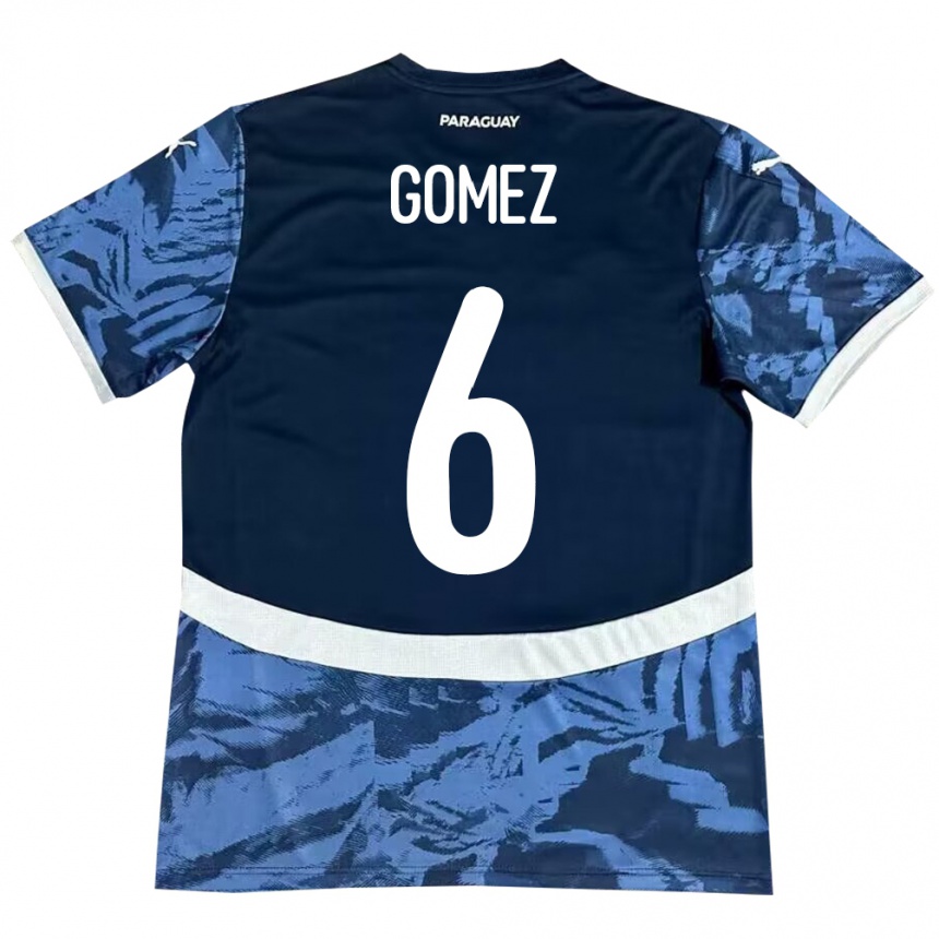 Kinder Fußball Paraguay Marcos Gómez #6 Blau Auswärtstrikot Trikot 24-26 T-Shirt Luxemburg