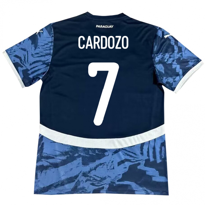 Kinder Fußball Paraguay Fernando Cardozo #7 Blau Auswärtstrikot Trikot 24-26 T-Shirt Luxemburg