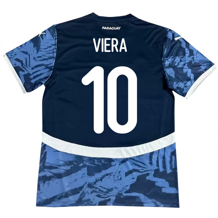 Kinder Fußball Paraguay Wílder Viera #10 Blau Auswärtstrikot Trikot 24-26 T-Shirt Luxemburg