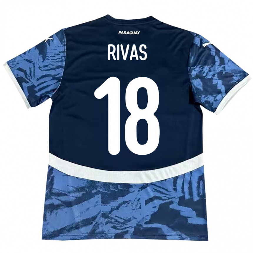 Kinder Fußball Paraguay Daniel Rivas #18 Blau Auswärtstrikot Trikot 24-26 T-Shirt Luxemburg