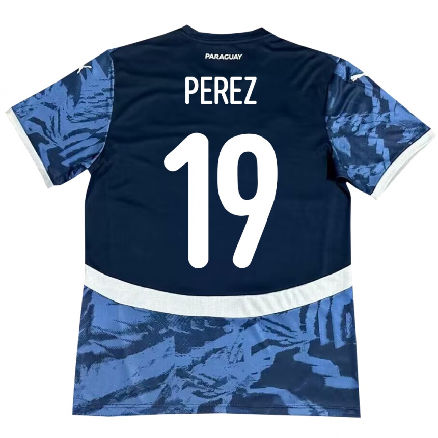 Kinder Fußball Paraguay Marcelo Pérez #19 Blau Auswärtstrikot Trikot 24-26 T-Shirt Luxemburg