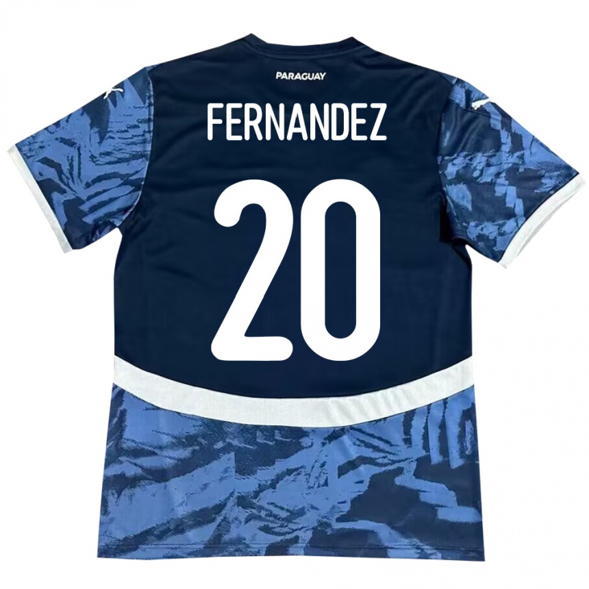 Kinder Fußball Paraguay Marcelo Fernández #20 Blau Auswärtstrikot Trikot 24-26 T-Shirt Luxemburg