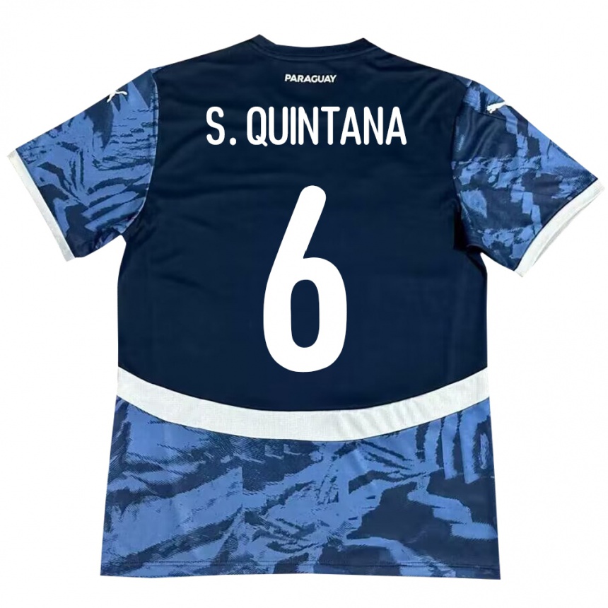 Kinder Fußball Paraguay Sebastián Quintana #6 Blau Auswärtstrikot Trikot 24-26 T-Shirt Luxemburg