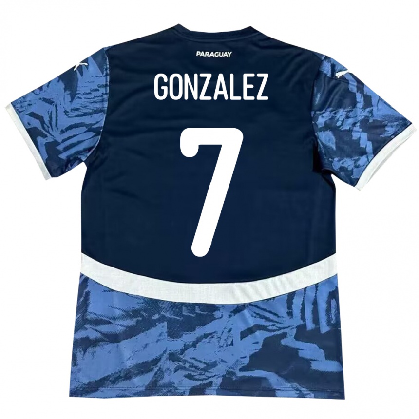 Kinder Fußball Paraguay Diego González #7 Blau Auswärtstrikot Trikot 24-26 T-Shirt Luxemburg
