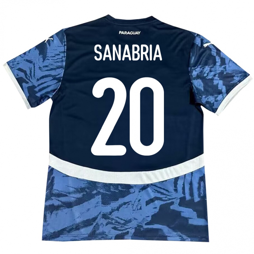 Kinder Fußball Paraguay Tobías Sanabria #20 Blau Auswärtstrikot Trikot 24-26 T-Shirt Luxemburg