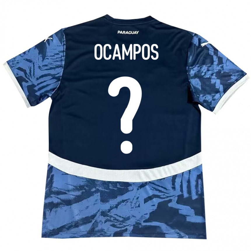 Kinder Fußball Paraguay Santiago Ocampos #0 Blau Auswärtstrikot Trikot 24-26 T-Shirt Luxemburg