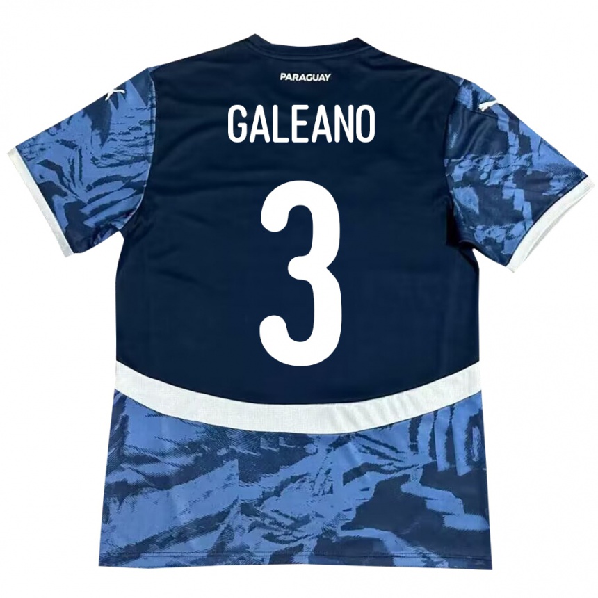 Kinder Fußball Paraguay Fernando Galeano #3 Blau Auswärtstrikot Trikot 24-26 T-Shirt Luxemburg