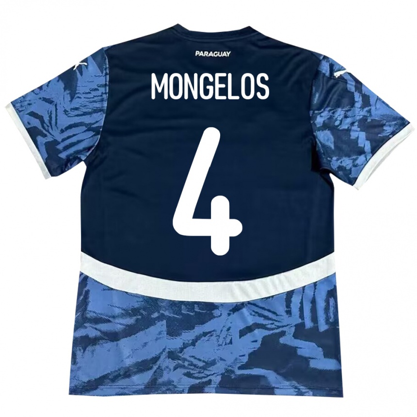 Kinder Fußball Paraguay Rolando Mongelós #4 Blau Auswärtstrikot Trikot 24-26 T-Shirt Luxemburg