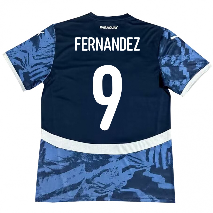 Kinder Fußball Paraguay David Fernández #9 Blau Auswärtstrikot Trikot 24-26 T-Shirt Luxemburg