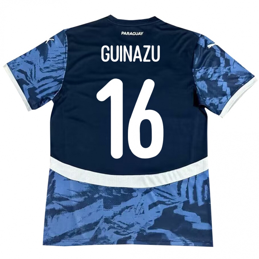 Kinder Fußball Paraguay Lucas Guiñazú #16 Blau Auswärtstrikot Trikot 24-26 T-Shirt Luxemburg