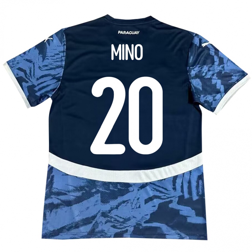 Kinder Fußball Paraguay César Miño #20 Blau Auswärtstrikot Trikot 24-26 T-Shirt Luxemburg