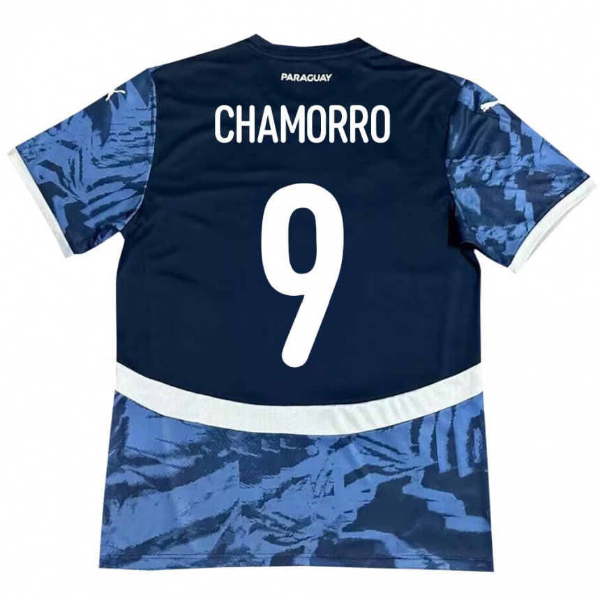 Kinder Fußball Paraguay Lice Chamorro #9 Blau Auswärtstrikot Trikot 24-26 T-Shirt Luxemburg