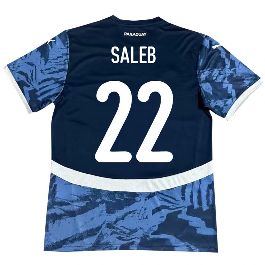 Kinder Fußball Paraguay Gloria Saleb #22 Blau Auswärtstrikot Trikot 24-26 T-Shirt Luxemburg