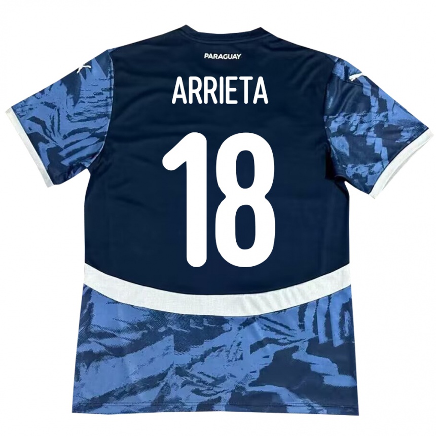 Kinder Fußball Paraguay Camila Arrieta #18 Blau Auswärtstrikot Trikot 24-26 T-Shirt Luxemburg