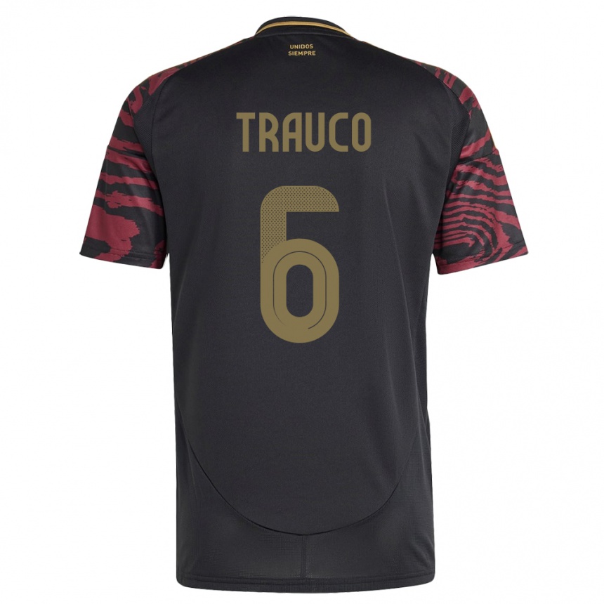 Kinder Fußball Peru Miguel Trauco #6 Schwarz Auswärtstrikot Trikot 24-26 T-Shirt Luxemburg