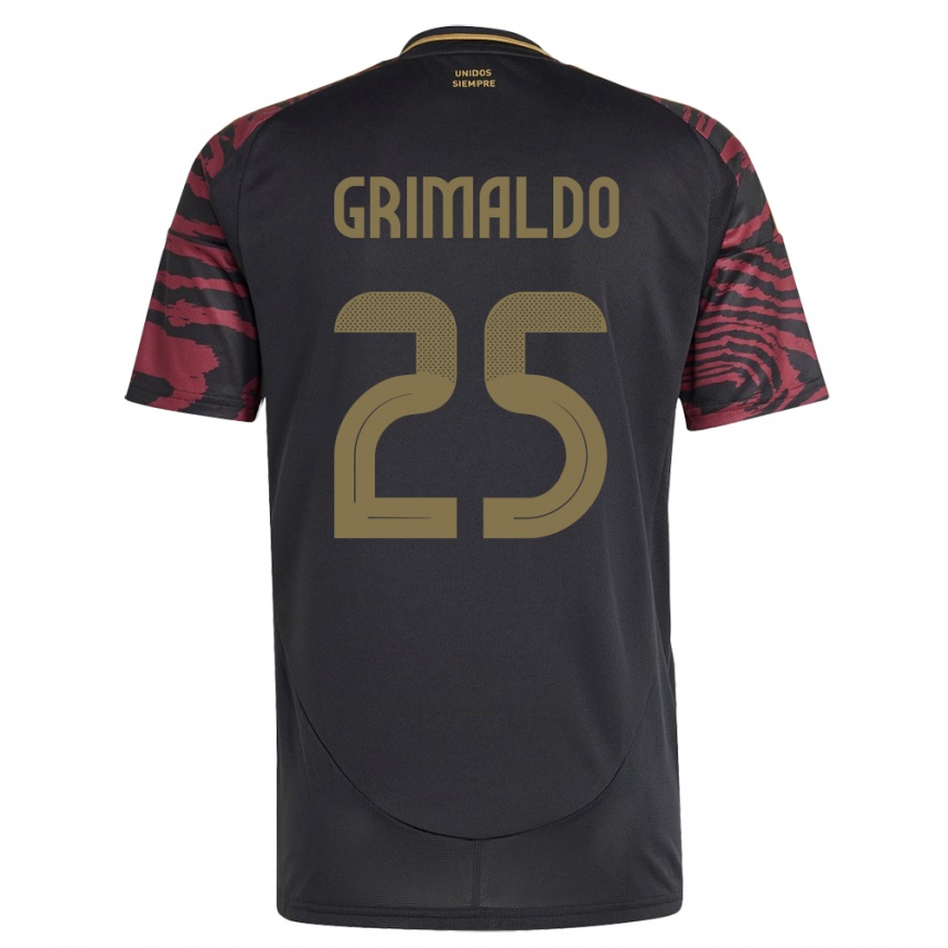 Kinder Fußball Peru Joao Grimaldo #25 Schwarz Auswärtstrikot Trikot 24-26 T-Shirt Luxemburg