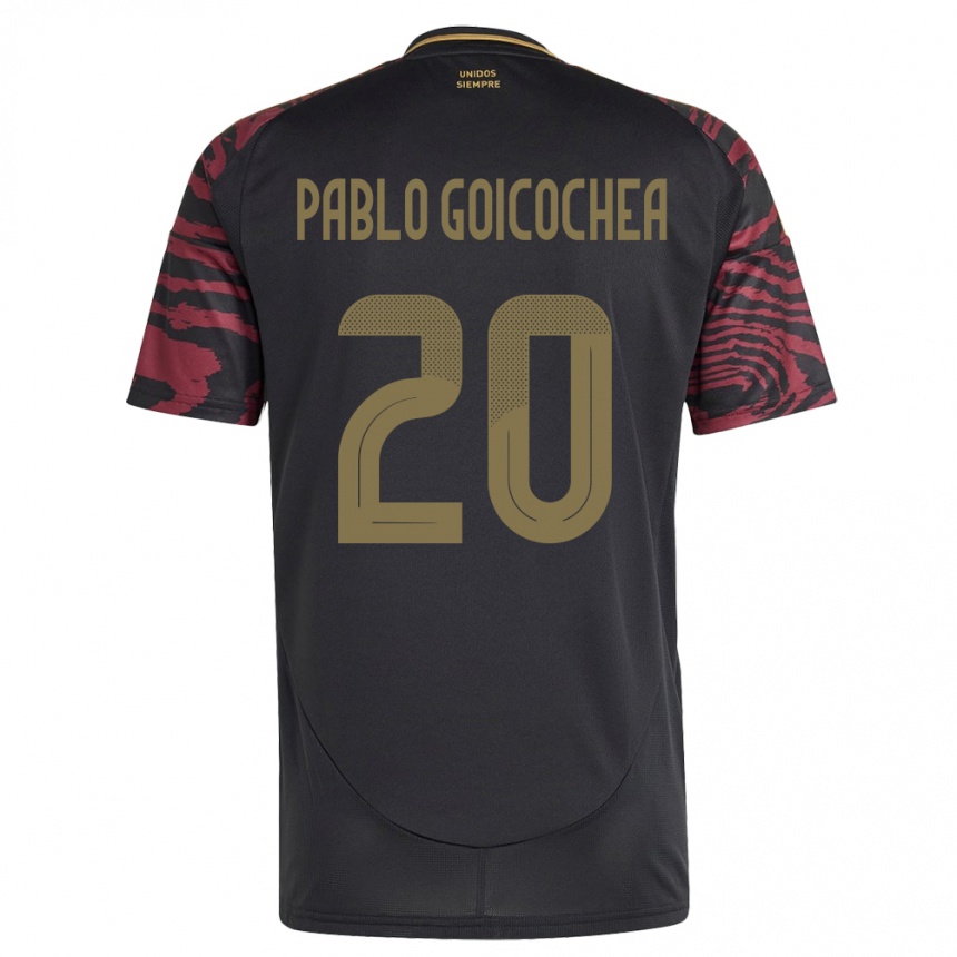 Kinder Fußball Peru Juan Pablo Goicochea #20 Schwarz Auswärtstrikot Trikot 24-26 T-Shirt Luxemburg