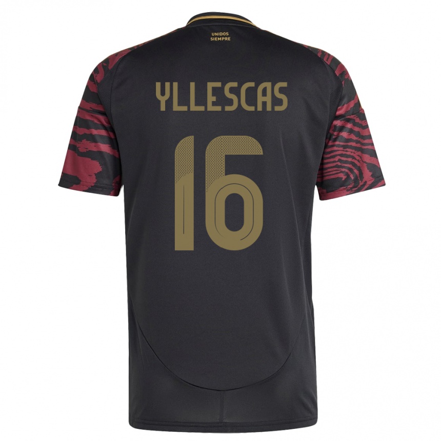 Kinder Fußball Peru Jhosenffer Yllescas #16 Schwarz Auswärtstrikot Trikot 24-26 T-Shirt Luxemburg