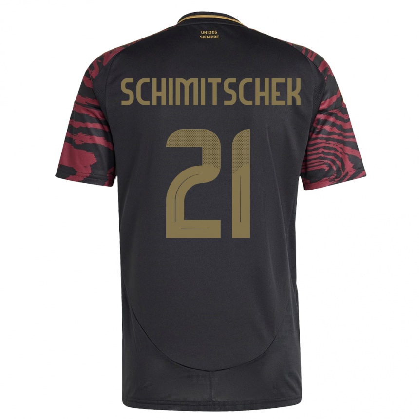 Kinder Fußball Peru Ian Schimitschek #21 Schwarz Auswärtstrikot Trikot 24-26 T-Shirt Luxemburg