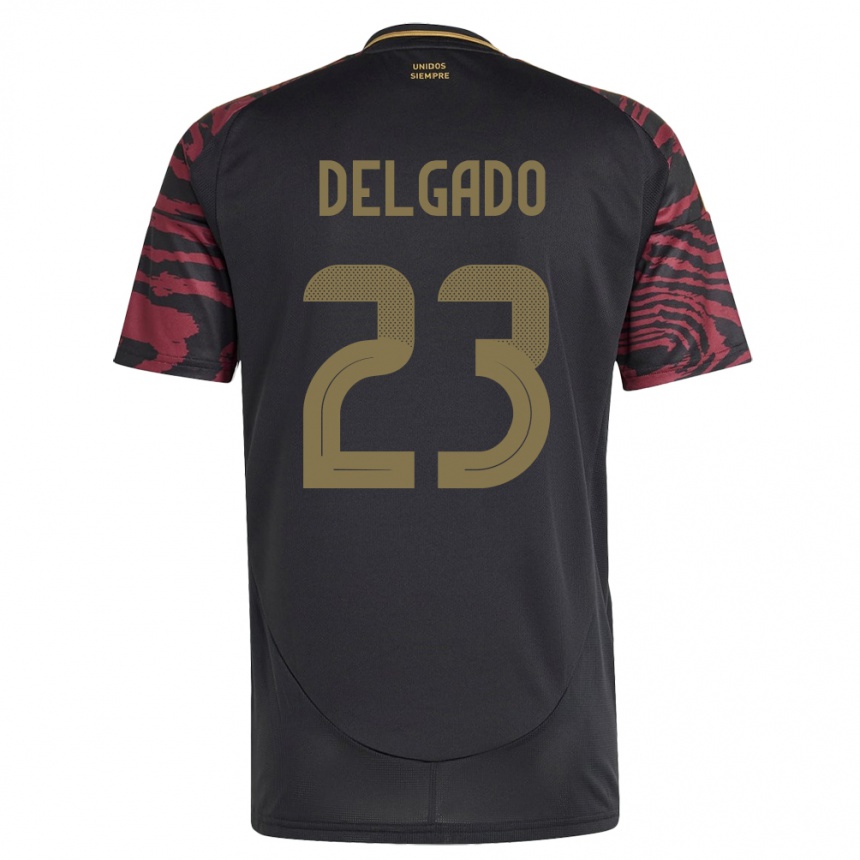 Kinder Fußball Peru Valentino Delgado #23 Schwarz Auswärtstrikot Trikot 24-26 T-Shirt Luxemburg