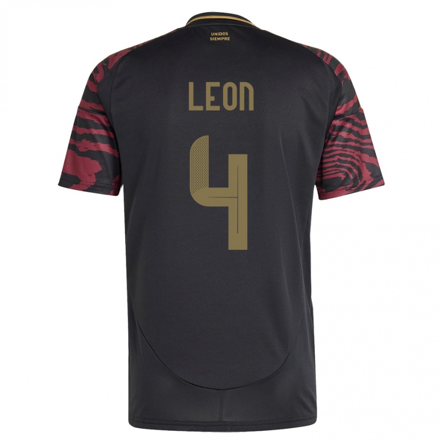Kinder Fußball Peru Mía León #4 Schwarz Auswärtstrikot Trikot 24-26 T-Shirt Luxemburg