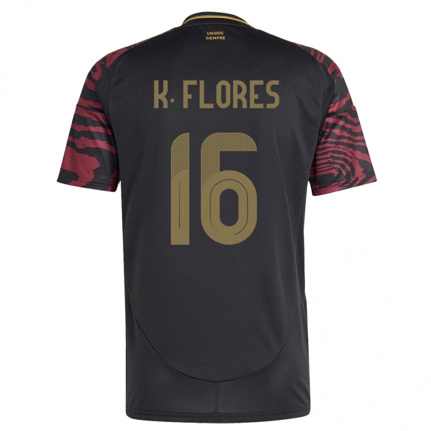 Kinder Fußball Peru Kimbherly Flores #16 Schwarz Auswärtstrikot Trikot 24-26 T-Shirt Luxemburg